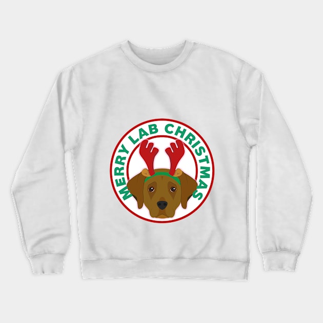 Merry Christmas Chocolate Lab Crewneck Sweatshirt by CafePretzel